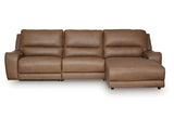 DeepWakes Caramel 3-Piece Reclining RAF Sofa Chaise - Ornate Home