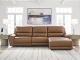 DeepWakes Caramel 3-Piece Reclining RAF Sofa Chaise - Ornate Home