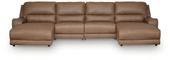 DeepWakes Caramel 4-Piece Power Reclining Sectional with Chaise - Ornate Home
