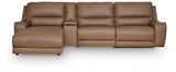 DeepWakes Caramel 4-Piece Reclining Sectional with Chaise and Storage Console (Online Special Price)