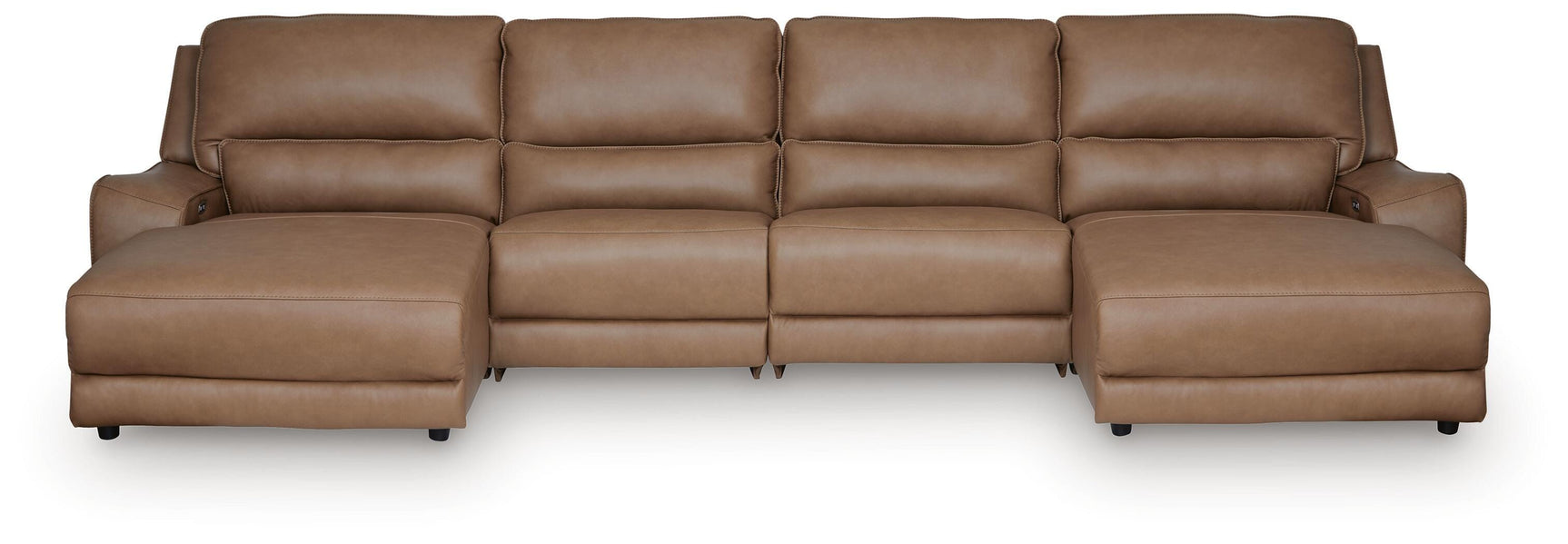 DeepWakes Caramel 4-Piece Reclining Sectional with Double Chaise