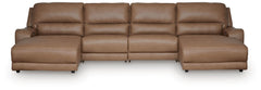 DeepWakes Caramel 4-Piece Reclining Sectional with Double Chaise - Ornate Home