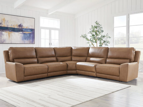 DeepWakes Caramel 5-Piece Power Reclining Sectional - Ornate Home