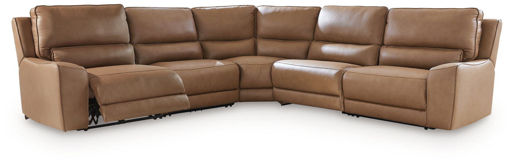 DeepWakes Caramel 5-Piece Power Reclining Sectional - Ornate Home