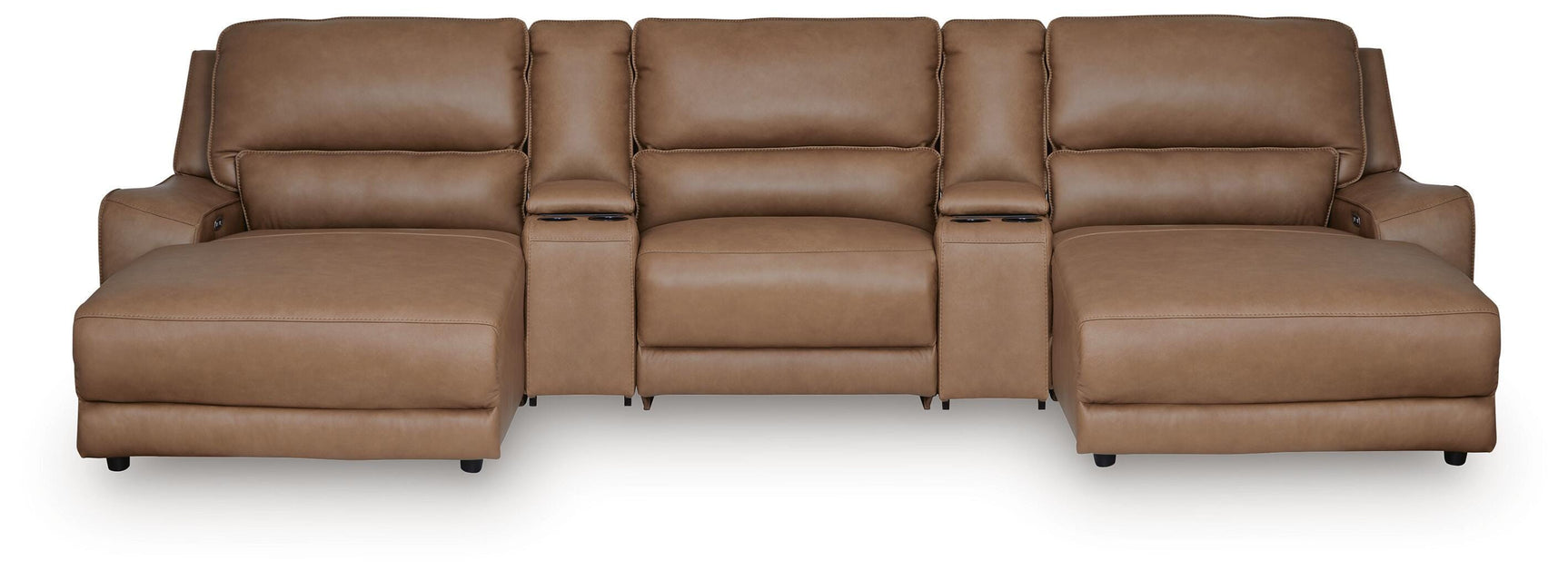 DeepWakes Caramel 5-Piece Power Reclining Sectional with Chaise