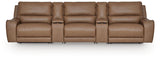DeepWakes Caramel 5-Piece Reclining Sectional with Storage Consoles