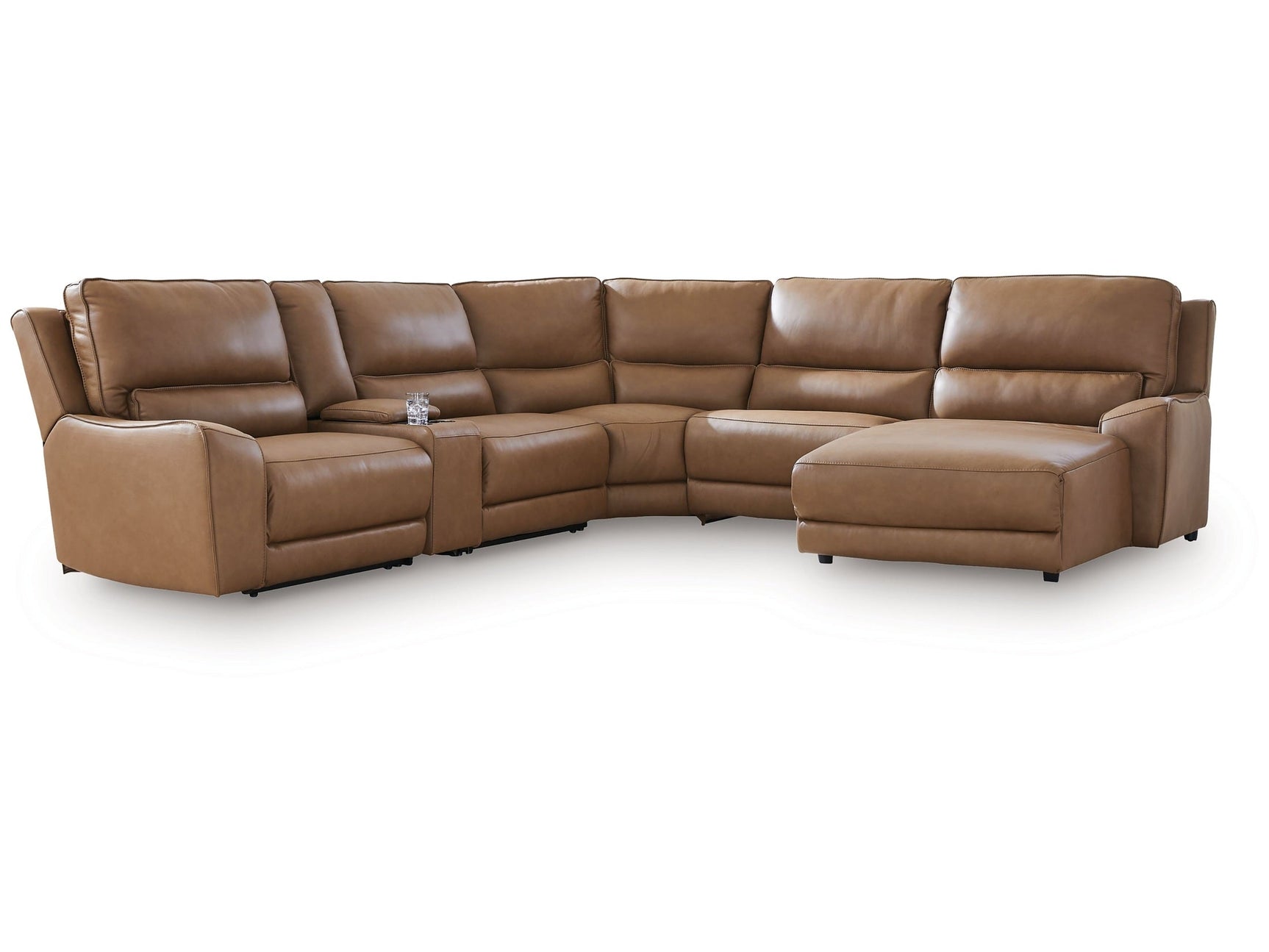 DeepWakes Caramel 6-Piece Power Reclining Sectional with Right Chaise (Online Special Price) - Ornate Home