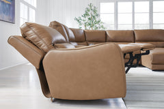 DeepWakes Caramel 6-Piece Reclining Sectional with Chaise - Ornate Home