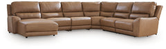 DeepWakes Caramel 6-Piece Reclining Sectional with Chaise - Ornate Home