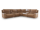 DeepWakes Caramel 6-Piece Reclining Sectional with Storage Console - Ornate Home