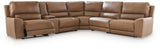 DeepWakes Caramel 6-Piece Reclining Sectional with Storage Console - Ornate Home