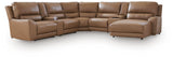 DeepWakes Caramel 7-Piece Reclining Sectional with Chaise and Storage Consoles (Online Special Price)