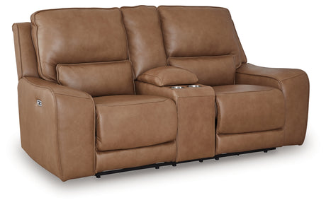 DeepWakes Caramel Power Reclining Loveseat/CON/ADJ HDRST - Ornate Home