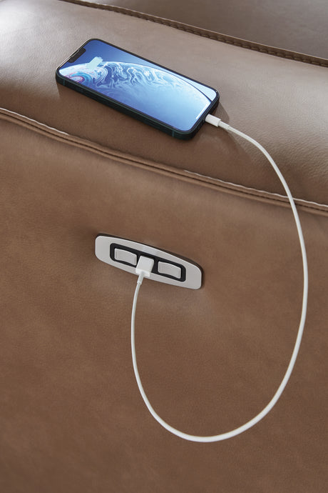 DeepWakes Caramel Power Reclining Loveseat/CON/ADJ HDRST - Ornate Home