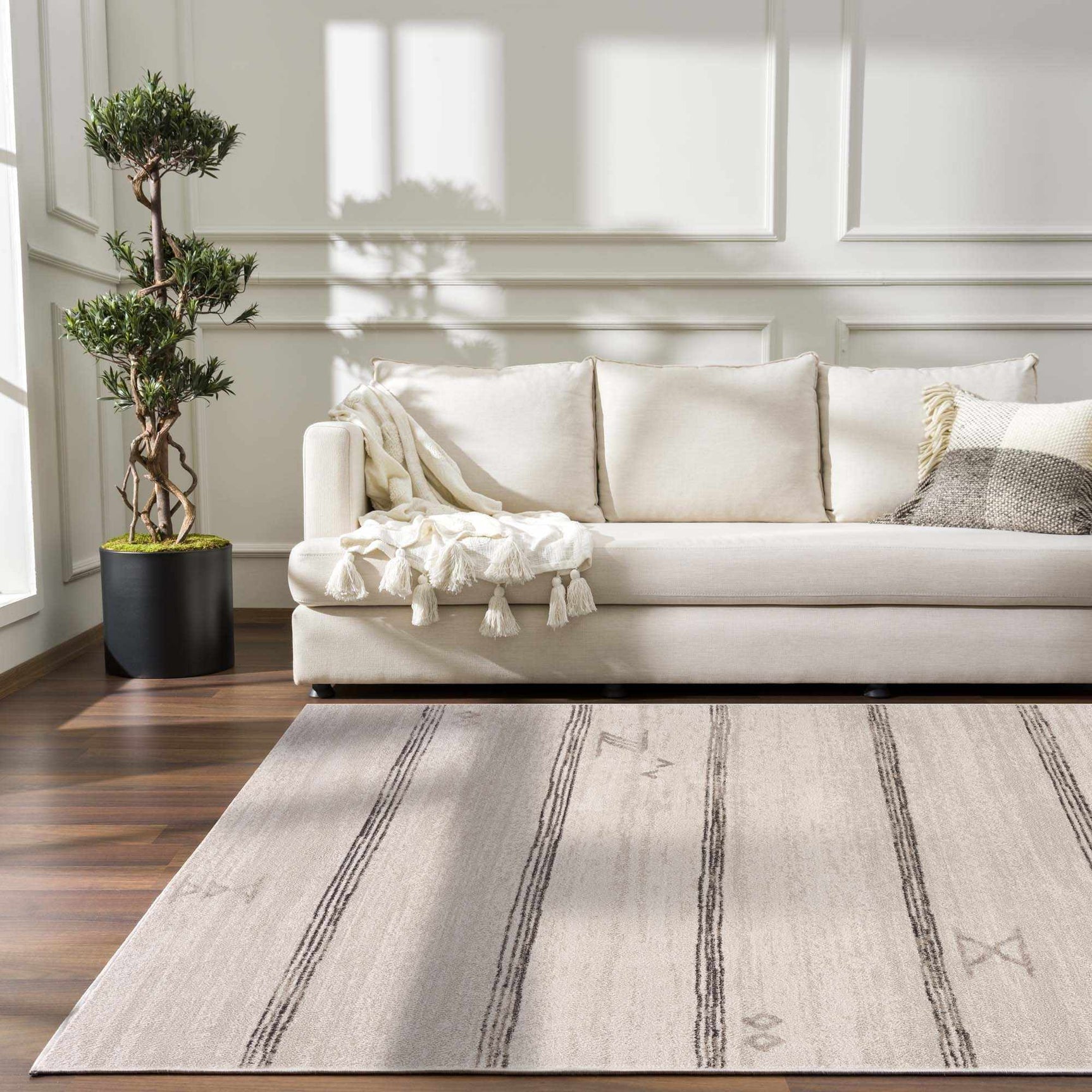 Deja Cream & Charcoal Area Rug - Clearance - Ornate Home