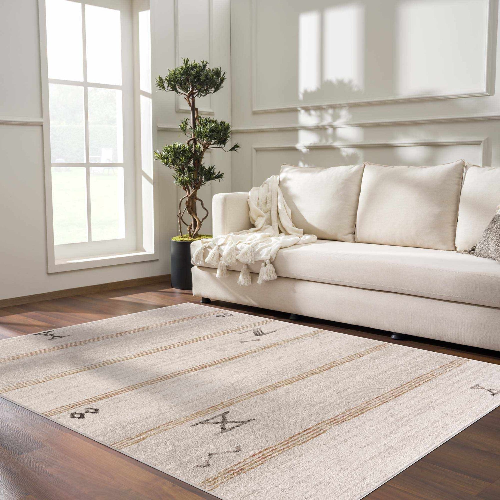 Deja Cream & Gold Area Rug - Clearance - Ornate Home