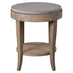 Deka Gray/Woodtone Round Side Table - Ornate Home