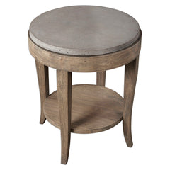 Deka Gray/Woodtone Round Side Table - Ornate Home