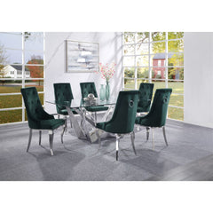 Dekel Clear Tempered Glass/Stainless Steel Dining Table - Ornate Home