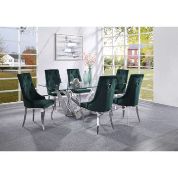 Dekel Clear Tempered Glass/Stainless Steel Dining Table - Ornate Home