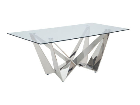 Dekel Clear Tempered Glass/Stainless Steel Dining Table - Ornate Home