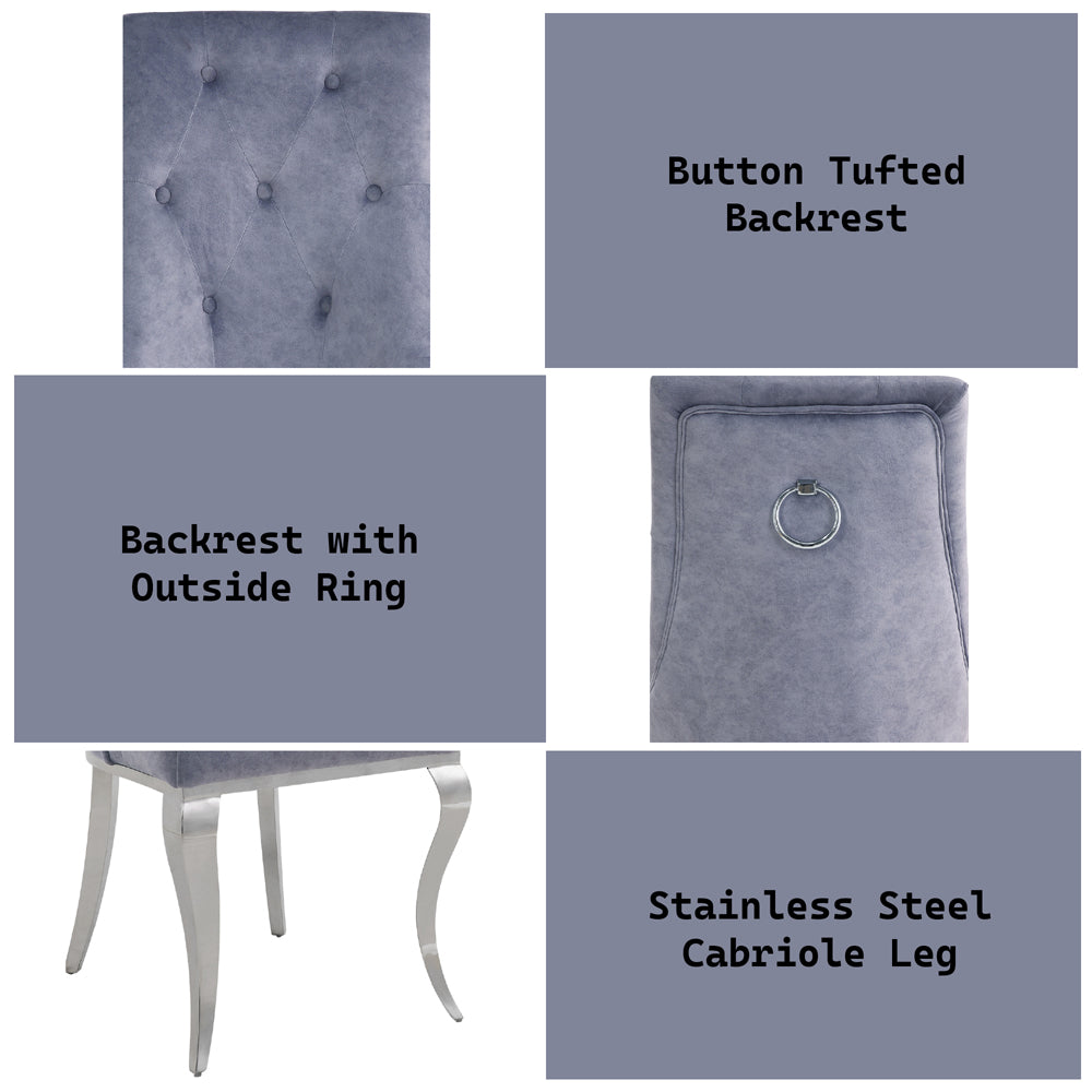 Dekel Fabric & Stainless Steel Side Chair (Set of 2) - Ornate Home