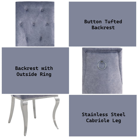 Dekel Fabric & Stainless Steel Side Chair (Set of 2) - Ornate Home