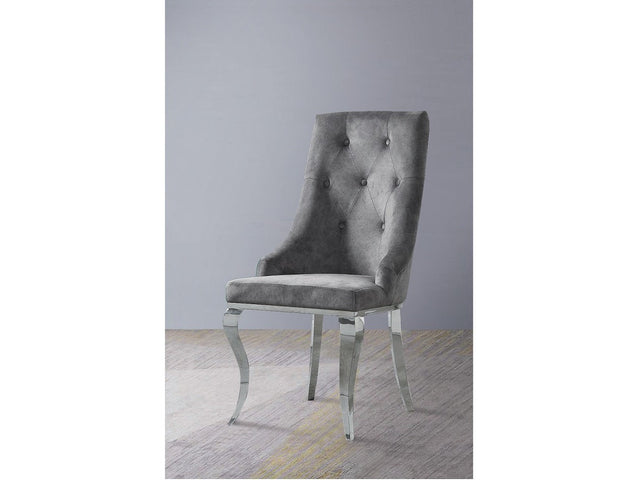 Dekel Fabric & Stainless Steel Side Chair (Set of 2) - Ornate Home