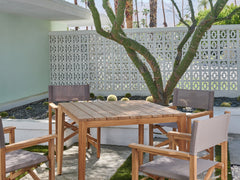 Del Ray 39-inch Square Teak Outdoor Dining Table with Umbrella Hole - Ornate Home