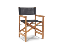 Del Ray 5-Piece Square Teak Black Outdoor Dining Set with Folding Armchairs - Ornate Home