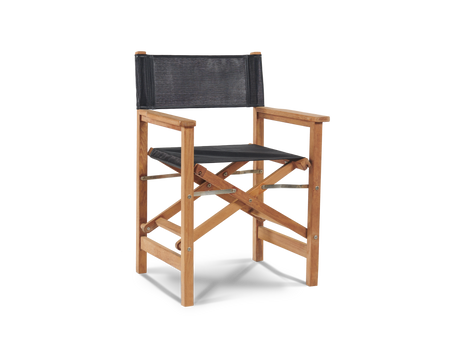 Del Ray 5-Piece Square Teak Black Outdoor Dining Set with Folding Armchairs - Ornate Home