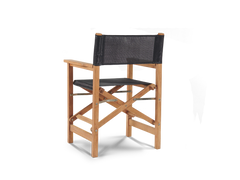 Del Ray 5-Piece Square Teak Black Outdoor Dining Set with Folding Armchairs - Ornate Home