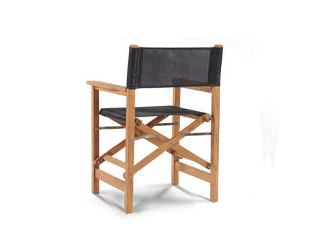 Del Ray 5-Piece Square Teak Black Outdoor Dining Set with Folding Armchairs - Ornate Home