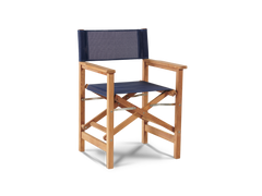 Del Ray 5-Piece Square Teak Blue Outdoor Dining Set with Folding Armchairs - Ornate Home