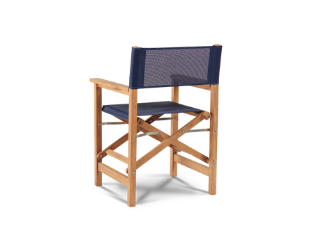 Del Ray 5-Piece Square Teak Blue Outdoor Dining Set with Folding Armchairs - Ornate Home