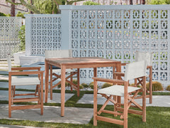 Del Ray 5-Piece Square Teak White Outdoor Dining Set with Folding Armchairs - Ornate Home