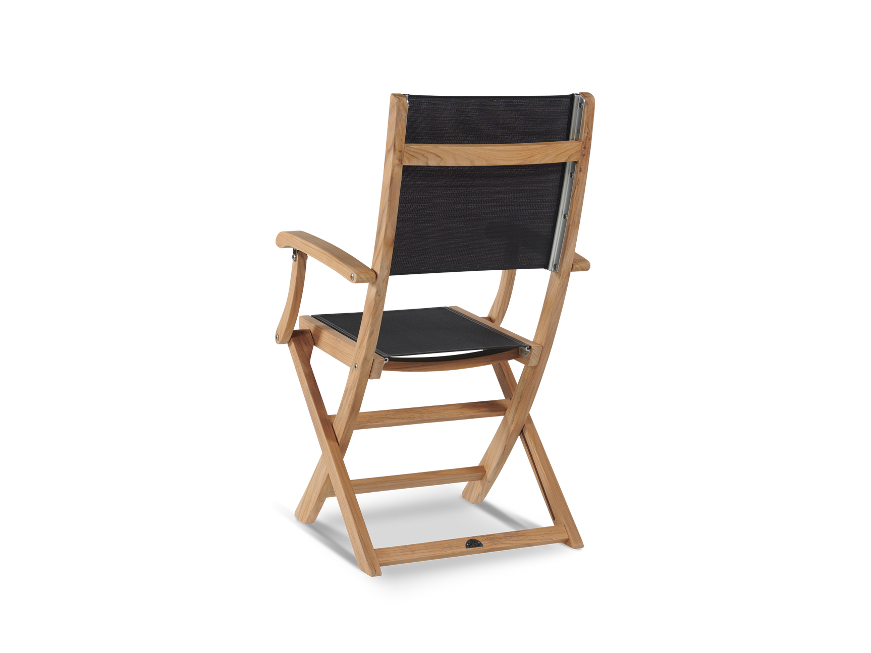 Del Ray 7-Piece Rectangular Teak Black Outdoor Dining Set with Folding Armchairs - Ornate Home