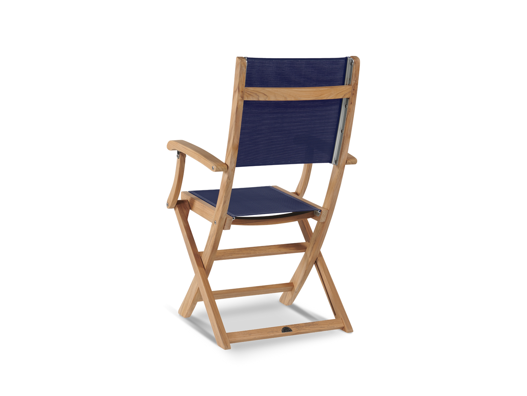 Del Ray 7-Piece Rectangular Teak Blue Outdoor Dining Set with Folding Armchairs - Ornate Home