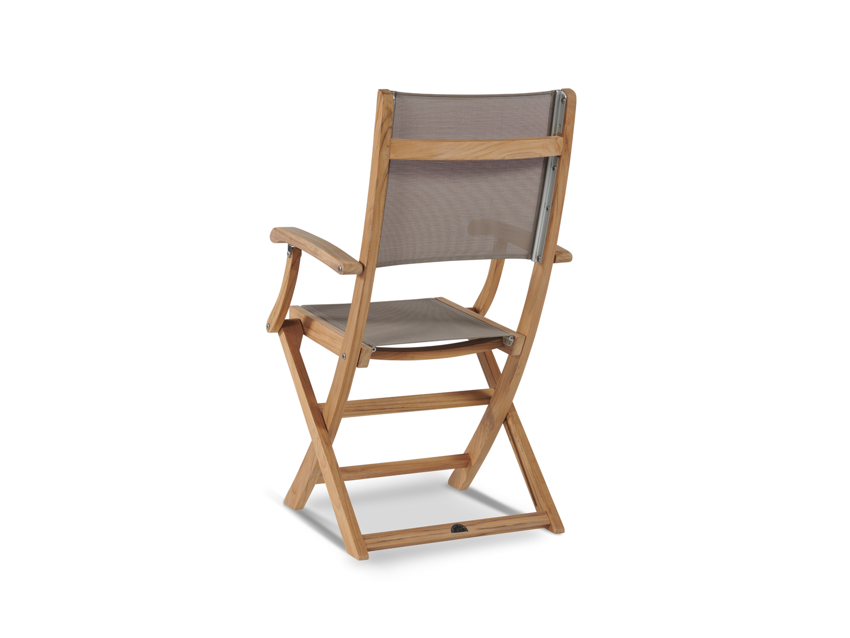 Del Ray 7-Piece Rectangular Teak Taupe Outdoor Dining Set with Folding Armchairs - Ornate Home