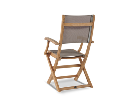 Del Ray 7-Piece Rectangular Teak Taupe Outdoor Dining Set with Folding Armchairs - Ornate Home