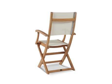 Del Ray 7-Piece Rectangular Teak White Outdoor Dining Set with Folding Armchairs - Ornate Home