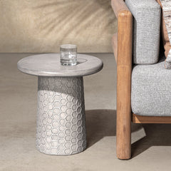 Delaine Light Gray Round Outdoor Accent Table - Ornate Home