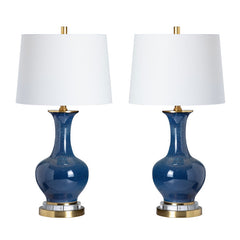 Delaney Blue/Gold Table Lamp (Set of 2) - Ornate Home