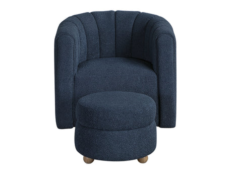 Delaney Blue Swivel Chair w/ Ottoman - Ornate Home