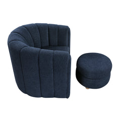 Delaney Blue Swivel Chair w/ Ottoman - Ornate Home