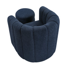 Delaney Blue Swivel Chair w/ Ottoman - Ornate Home