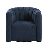 Delaney Blue Swivel Chair w/ Ottoman - Ornate Home