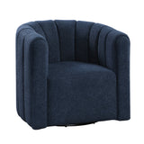 Delaney Blue Swivel Chair w/ Ottoman - Ornate Home