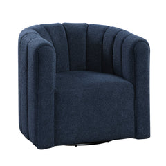Delaney Blue Swivel Chair w/ Ottoman - Ornate Home