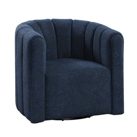 Delaney Blue Swivel Chair w/ Ottoman - Ornate Home